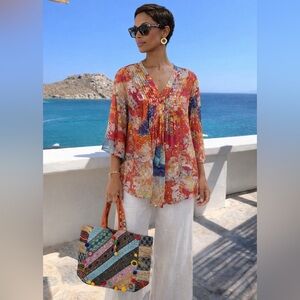 Bohemian light abstract blouse L